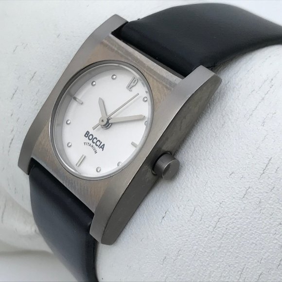 Boccia Titanium Watch Swiss Quartz Black Leather